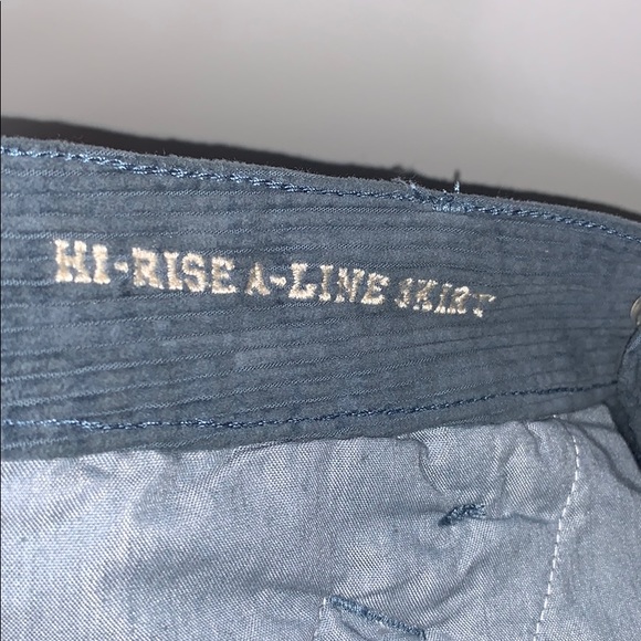 AMERICAN EAGLE Ash Blue Corduroy A-Line Zip Skirt - Picture 8 of 9